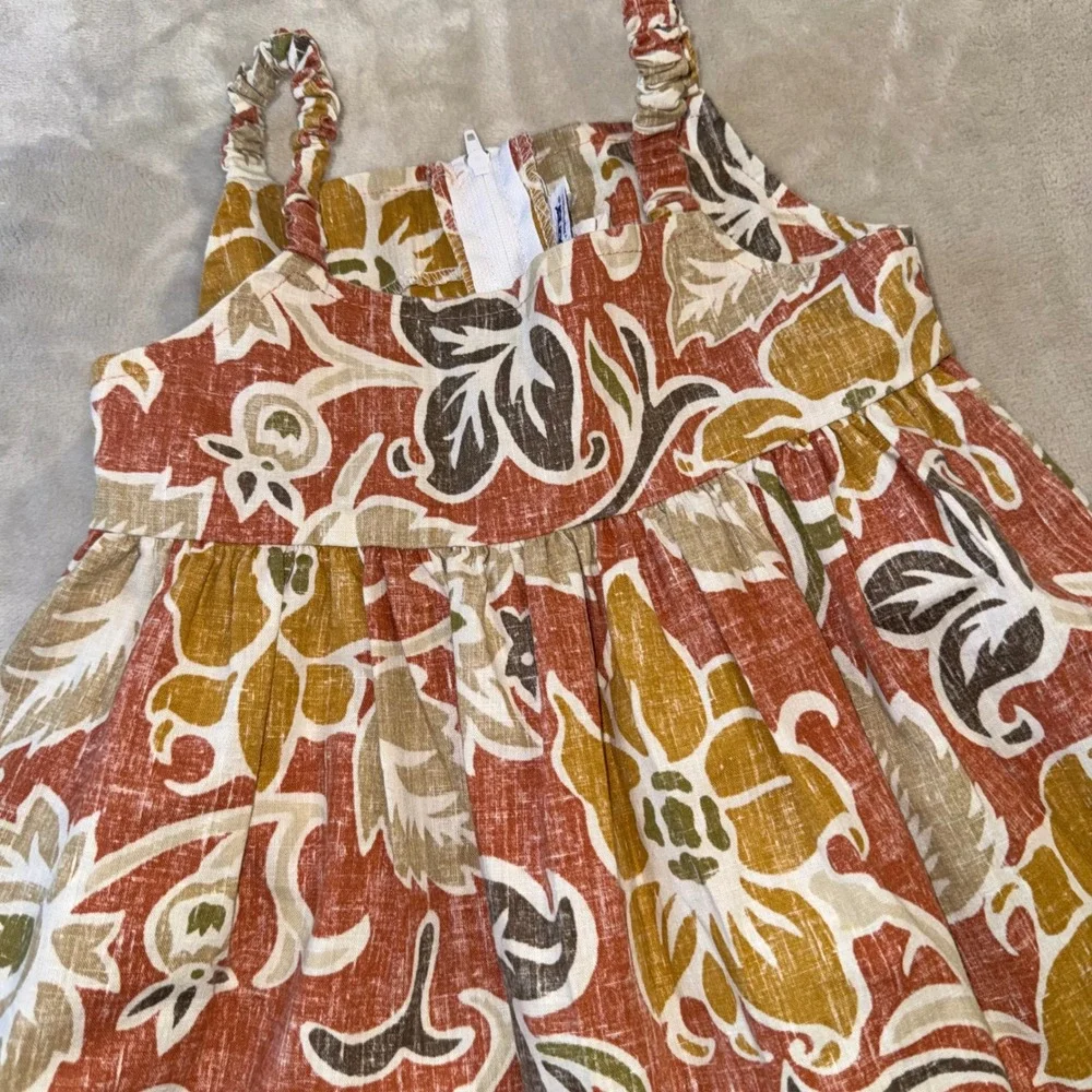 Reyn Spooner Vintage Girls 4T Hawaiian Floral Sun Dress Terracotta Cotton Blend